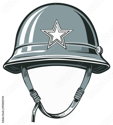 Military Helmet with Star Design A Symbol of Service and Patriotism Isolated
