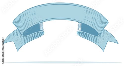 Blue banner ribbon illustration with space for text, retro design element