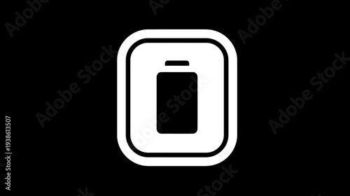 A white battery icon on a black background, encased within a rounded rectangle