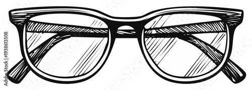 Retro Hand-Drawn Eyeglasses with Clear Lenses, Vintage Style Accessory