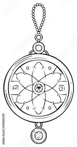 Wind Chime with Beads Line Art Hanging Mobile Decoration Design