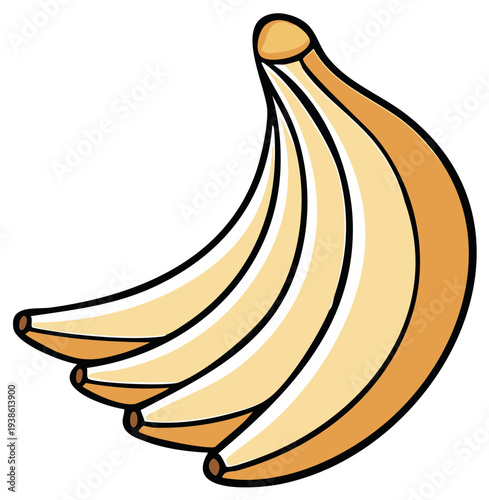 Cartoon bunch of ripe bananas isolated. Fresh fruit illustration.