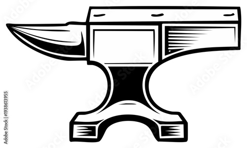 Black and white blacksmith anvil symbol design