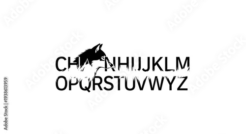 Silhouette Wolf Howling Abstract Text Effect Grunge Alphabet
