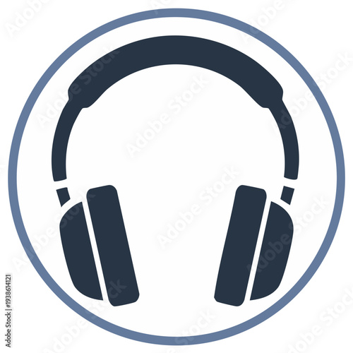 Audio headphones icon for music listening entertainment podcast and communication technology concept