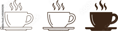 Coffee cup icon set hot beverage symbols