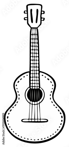 Simple Outline Drawing of an Acoustic Guitar Instrument
