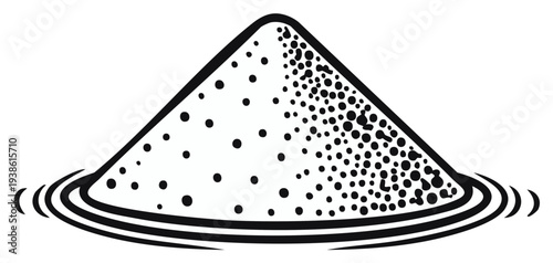 Abstract illustration of a sand pile with dotted patterns and ripple effect, minimalist design