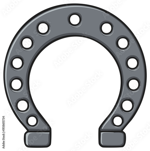 Grey Horseshoe Isolated Symbol Luck Charm Icon Traditional Equine Sport Element
