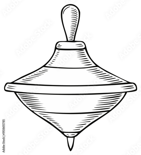 Retro spinning top toy with handle for childhood fun and vintage play