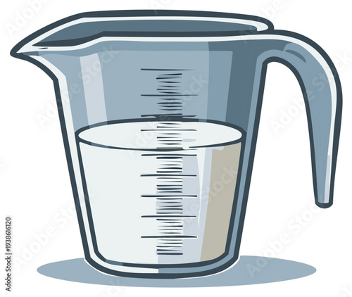 Liquid in Measuring Jug: Cooking & Baking Tool with Volume Scale for Kitchen Use