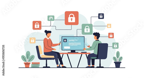 Two Men Working on Computer Security.