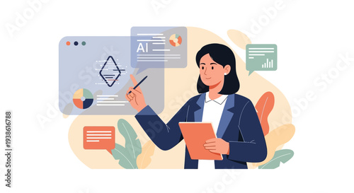 Woman Analyzing Data on Digital Screens.