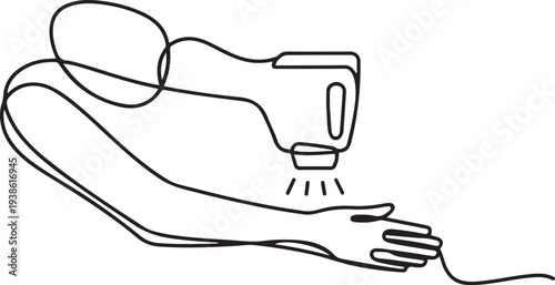 laser epilation, arm epilation, spa and cosmetology. Beyond clinic concept. one line art icon drawing vector