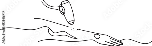 laser epilation, arm epilation, spa and cosmetology. Beyond clinic concept. one line art icon drawing vector