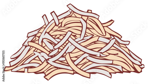 Pile of shredded coconut flakes, illustration