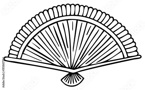 Hand Fan Outline Classic Folding Accessory Design Decoration Elegant