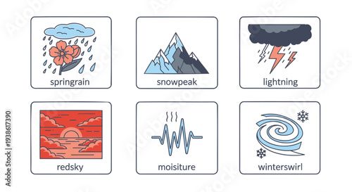 Set of 6 weather icons vector