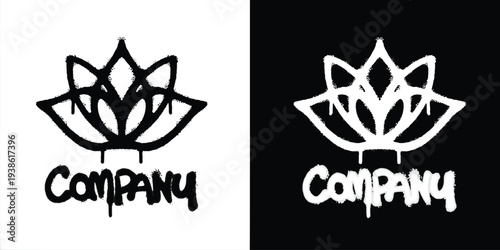 Graffiti Lotus Flower logo vector design