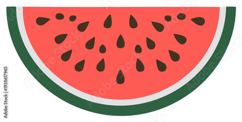 Fresh watermelon slice with seeds vibrant summer fruit illustration