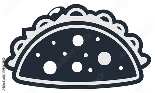 Stylized graphic illustration of a taco with simple shading