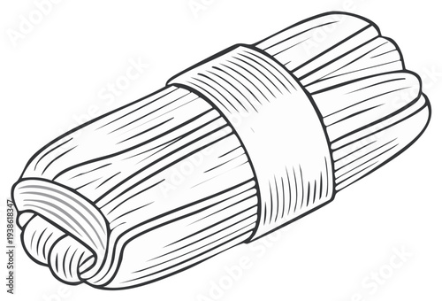Traditional tamale wrapped in corn husks hand drawn illustration of an iconic Latin American food delicacy
