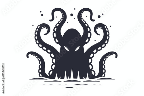 Sinister alien monster silhouette with many tentacles, a terrifying sci-fi element