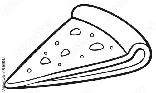 Simple Outline Drawing of a Delicious Pizza Slice with Toppings