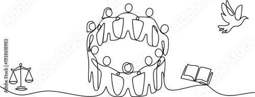 International Human Rights Day Concept. Single line draw design. Full length animation illustration. one line art icon drawing vector