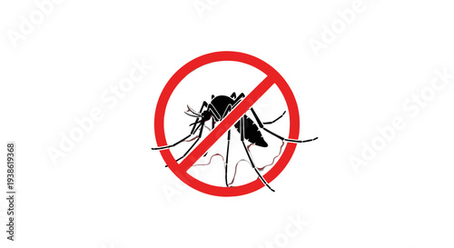 Prohibition sign featuring a mosquito with a red diagonal line.