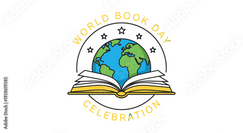 World Book Day Celebration with Globe and Open Book.