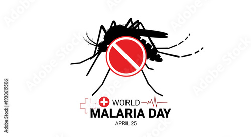 World Malaria Day awareness campaign with mosquito symbol.