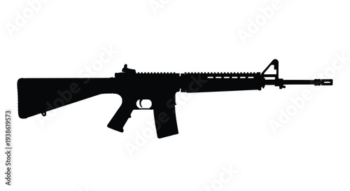Black rifle presented in a striking minimalist silhouette