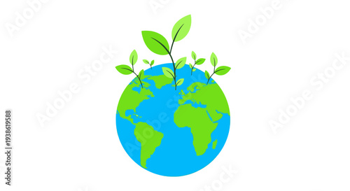 Globe with Green Leaves Sprouting from Top.