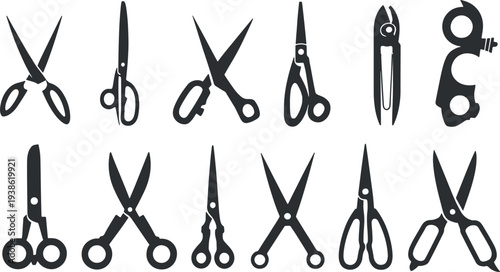 Scissors Vector Set - Hair Shears and Cutting Tools Silhouettes Collection