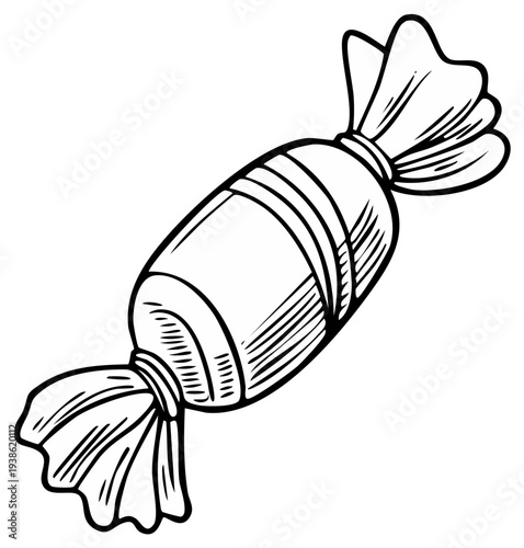 Delicious Wrapped Candy Treat Hand Drawn Illustration Sweet Confectionery