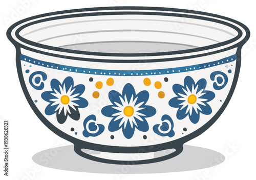 Decorative ceramic bowl with floral pattern and golden accents