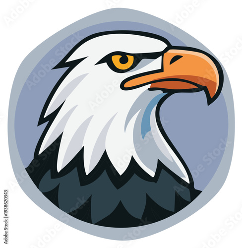 Majestic eagle profile illustration Fierce bird of prey with striking yellow eyes and white head feathers