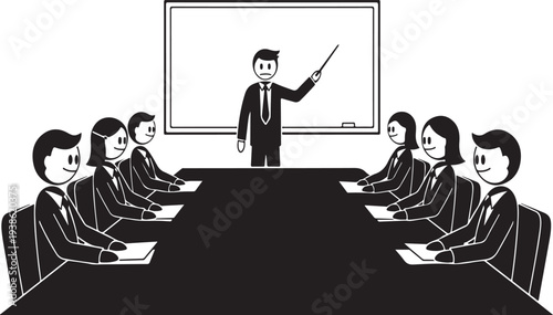 Businessman presenting to team in modern office setting