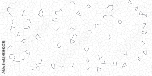 Minimal White Mosaic Texture With Scattered  Brown Cracks and Irregular Polygonal Tile Pattern.