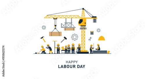 Labour Day construction worker illustration vector