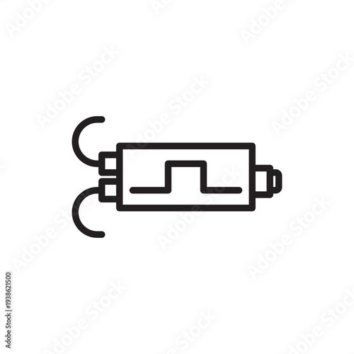 Delay line icon. A specialized electronic component design used for introducing a precise time shift signal. Ideal for electronic circuit schematics, signal processing diagrams, and technical projects