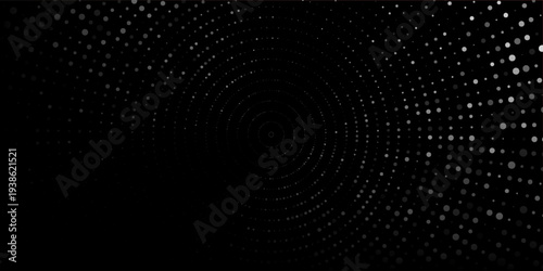 Halftone Circular Dot Pattern. Circle Frame using Halftone Dots Raster Texture. Polka Dots. Spiral logo Icon. Radial design element. Vector Illustration.