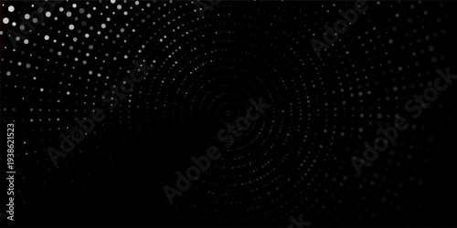 Halftone Circular Dot Pattern. Circle Frame using Halftone Dots Raster Texture. Polka Dots. Spiral logo Icon. Radial design element. Vector Illustration.
