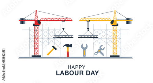 Labour Day construction icons vector