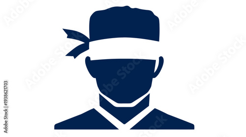 Silhouetted figure with a blindfold, representing mystery and possibly a sense of being unaware