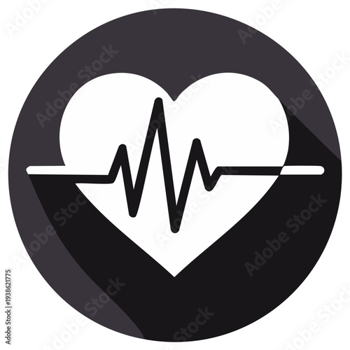 Medical heart monitor and health care symbol with an electrocardiogram line in a dark circle