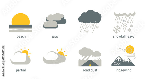 Set of 8 weather icons vector