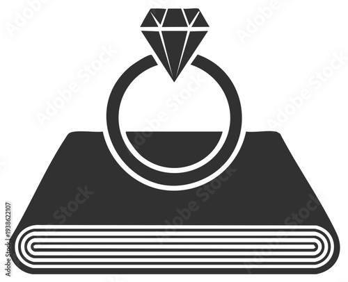 Diamond ring on rolled fabric graphic