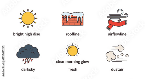 Set of 6 weather icons vector